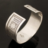 Bijoux Touareg Ethniques Bracelet en argent Large Plat Bandeau Grav Homme/Femme 06 b