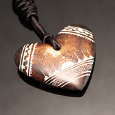 Bijoux Ethniques Touareg Collier Pendentif Grav en Pierre de l'Ar  Savon Statite Coeur 19