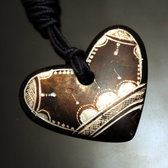 Bijoux Ethniques Touareg Collier Pendentif Grav en Pierre de l'Ar  Savon Statite 21 Coeur Niger