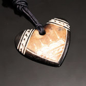 Bijoux Ethniques Touareg Collier Pendentif Grav en Pierre de l'Ar  Savon Statite Coeur 22