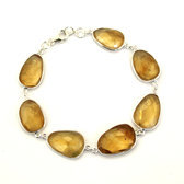 Bijoux Indiens Ethniques Bracelet en Argent 925 et Pierres Fines Facettes 08 Quartz Jaune Clair