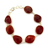 Bijoux Indiens Ethniques Bracelet en Argent 925 et Pierres Fines Facettes 09 Cornaline Rouge