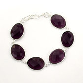 Bijoux Indiens Ethniques Bracelet en Argent 925 et Pierres Fines Facettes 15 Amthyste
