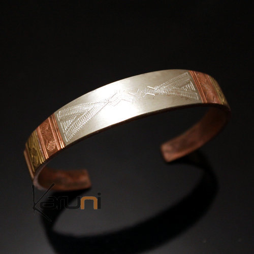 Bracelet Gourmette en Cuivre et Argent Mix Homme/Femme Mauritanie Gravé Touareg 03