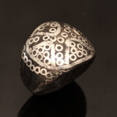 Bijoux Ethniques Africains Touareg Bague en Argent et Corne Synthtique Mauritanie Filigranes Large 01