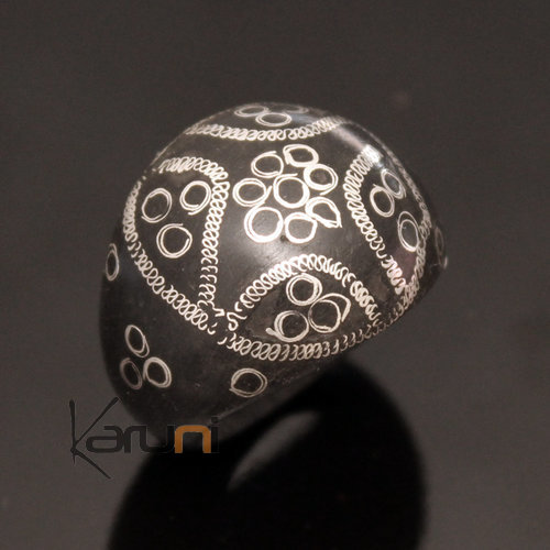 Touareg Bague en Argent et Corne Synthétique Mauritanie Filigranes Large 02