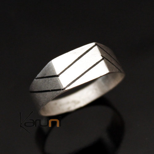 Touareg Bague Anneau en Argent 750 Gravé Semi-Large Homme/Femme Mauritanie 03
