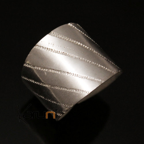 Bijoux Ethniques Bague Rglable Plaqu Argent Peul Fulani 11 Bandeau Large Martel Design Karuni