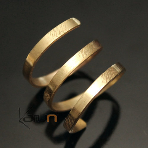 Bijoux Ethniques Bague Rglable Bronze Dor Peul Fulani 15 Anneau Spirale Large Design Karuni Bague de Phalange b