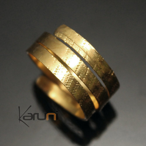 Bague Réglable Bronze Doré Peul Fulani 29 Anneau Spirale Large Design Karuni Bague de Phalange