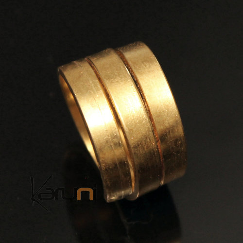 Bijoux Ethniques Africains Bague Peul Fulani Mali 12 Rglable Bronze Dor Anneau Spirale Large Design Karuni Bague de Phalange