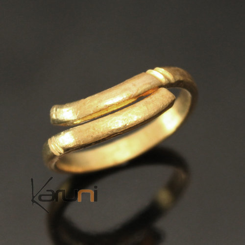 Bague Réglable Bronze Doré Peul Fulani 25 Anneau Serpent Design Karuni