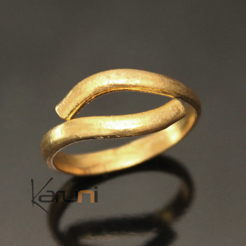 Bague Réglable Bronze Doré Peul Fulani 24 Anneau Serpent Design Karuni