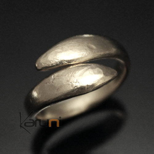 Bague Réglable Plaqué Argent Peul Fulani 32 Serpent Design Karuni