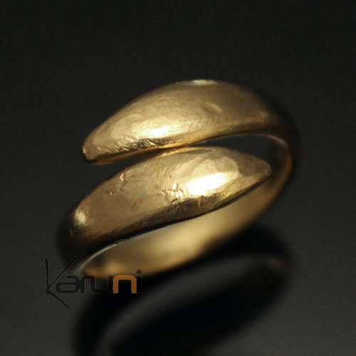 Bijoux Ethniques Bague Rglable Bronze Dor Peul Fulani 32 Serpent Design Karuni