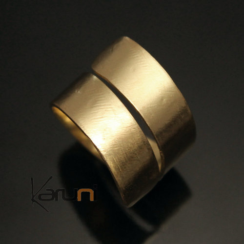 Bague Réglable Bronze Doré Peul Fulani 33 Anneau Spirale Large Design Karuni