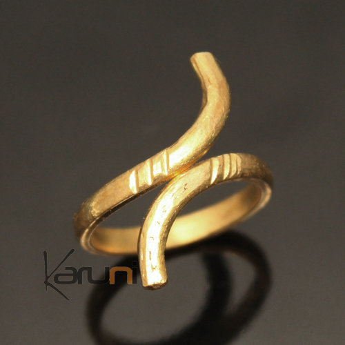 Bijoux Ethniques Bague Rglable Bronze Dor Peul Fulani 22 Anneau Serpent Design Karuni