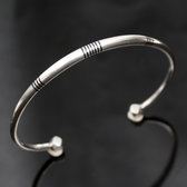 Bijoux Touareg Ethniques Bracelet en Argent et Ebne Rond Enfant/Bb 02