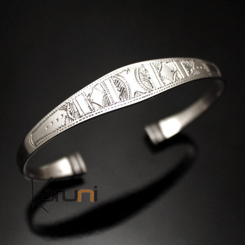 Bracelet en Argent Large  Bouts Ebène Homme/Femme 02