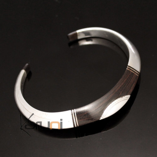 Bracelet en argent et bois d'ébène Jonc Rond Design Karuni 05