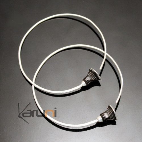 Boucles d'oreilles créoles en argent 07 Tesibit ébène Design 4,5 cm