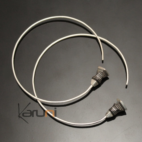 Boucles d'oreilles créoles en argent 07 Tesibit ébène Design 5 cm Boucles d'oreilles créoles en argent 07 Tesibit ébène Design 5 cm