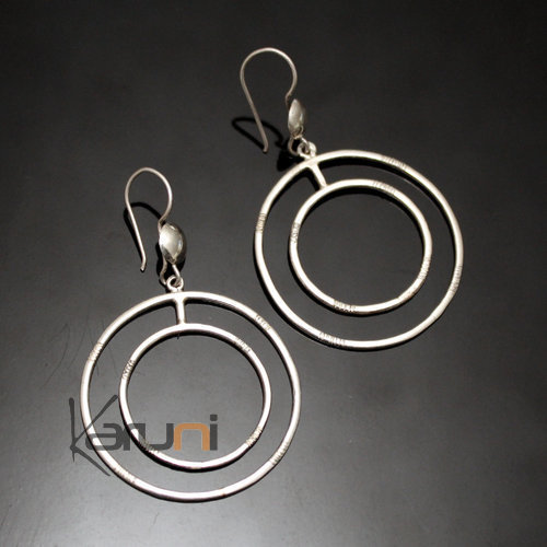 Boucles d'Oreilles Créoles En Argent 33 Fines Doubles