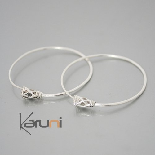 Bijoux Ethniques Touareg Boucles d'oreilles Croles en argent 10 Tesibit 2,5 cm