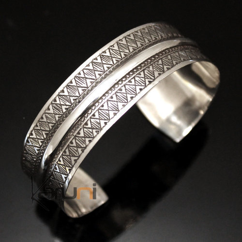 Bracelet en argent Large Plat Bandeau Gravé Homme/Femme 11