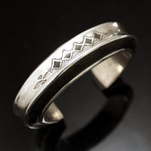 Bijoux Touareg Ethniques Bracelet en Argent et Ebne Large Grav 11