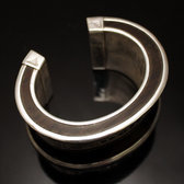 Bracelet Manchette Large En Argent Et Ébène - Gravure /EBMF - Neuf Avec Étiquettes