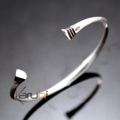 Bijoux Touareg Ethniques Bracelet en Argent Angle Bouts Ebène Homme/Femme 05