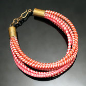 Bijoux Ethniques Africains Bracelets 6 Rangs JOKKO en Plastique Recycl Fermoir Bronze Rglable Rose/Rouge