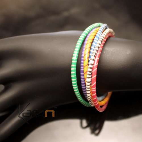 Bracelets 6 Rangs JOKKO en Plastique Recyclé Fermoir Bronze Réglable Multicolore