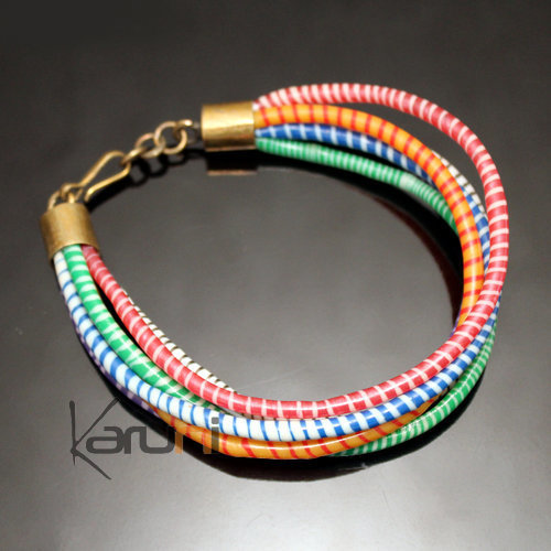 Bracelets 6 Rangs JOKKO en Plastique Recyclé Fermoir Bronze Réglable Multicolore