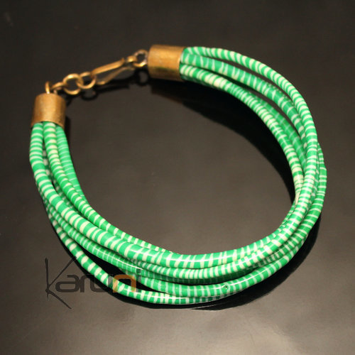 Bracelets 6 Rangs JOKKO en Plastique Recyclé Fermoir Bronze Réglable Vert