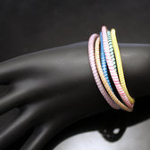 Bijoux Ethniques Africains Bracelets 6 Rangs JOKKO en Plastique Recycl Fermoir Bronze Rglable Multicolore Pastel Clair b