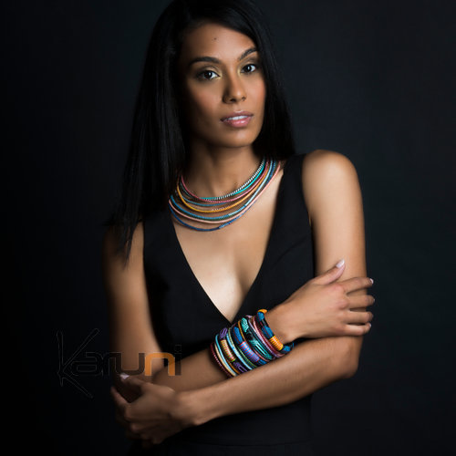Collier 16 Rangs JOKKO en Plastique Recyclé Fermoir Bronze Orange