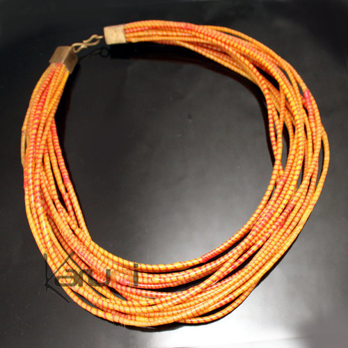 Collier 16 Rangs JOKKO en Plastique Recyclé Fermoir Bronze Orange
