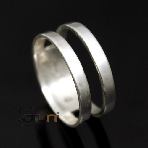 Bague Anneau Alliance homme/femme argent Ebène Ouvert Design KARUNI