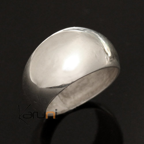 Bijoux Touareg Ethniques Bague en Argent Large Bombe 07 Lisse Inspiration Karuni