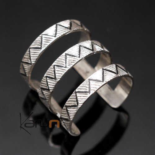 Bague en Argent Triple Anneau Plat Réglable Design 03 Inspiration Karuni