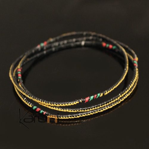 Bijoux Ethniques Bracelets Africains Très Fins Plastique Homme/Femme/Enfant Lot 3 Jaune Bracelet Africain