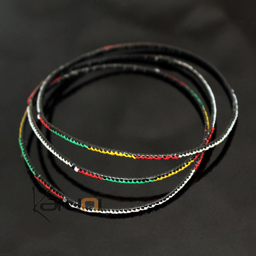 Bracelets  Très Fins Plastique Homme/Femme/Enfant Lot 3 Blanc Vert/Jaune/Rouge 02 Bracelet Africain