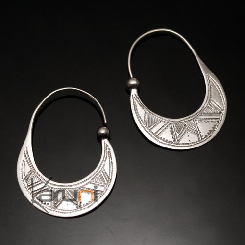 Boucles d'Oreilles Créoles en Argent 22 Plates Gravées 