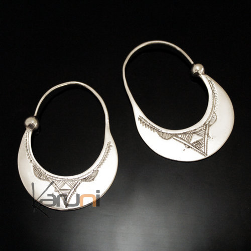 Boucles d'Oreilles Créoles en Argent 24 Plates Gravées 3 cm