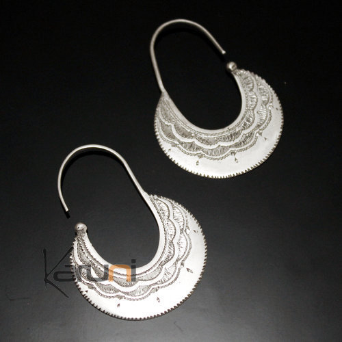 Boucles d'Oreilles Créoles en Argent 27 Plates Gravées 3 cm