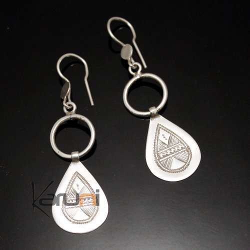 Bijoux Touareg Ethniques Boucles d'oreilles en Argent 10 Anneau Pendant Goutte