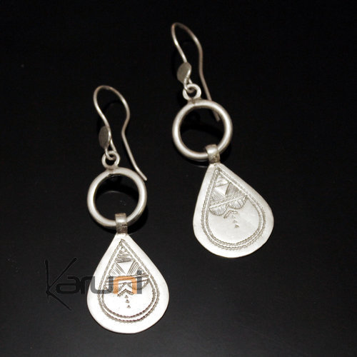 Bijoux Touareg Ethniques Boucles d'oreilles en Argent 11 Anneau Pendant Goutte