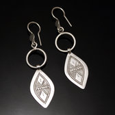 Bijoux Touareg Ethniques Boucles d'oreilles en Argent 12 Anneau Pendant Feuille